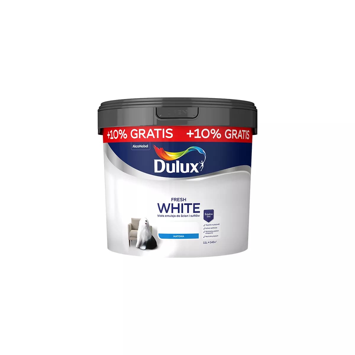 Farba Dulux Fresh White 10 l +10% gratis